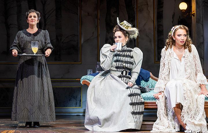 Gianna Yanelli as Petra, Lora Lee Gayer as Countess Charlotte, and Lauren Maria Medina as Ann Egerman in A Little Night Music, 2024 (Ogunquit Playhouse)