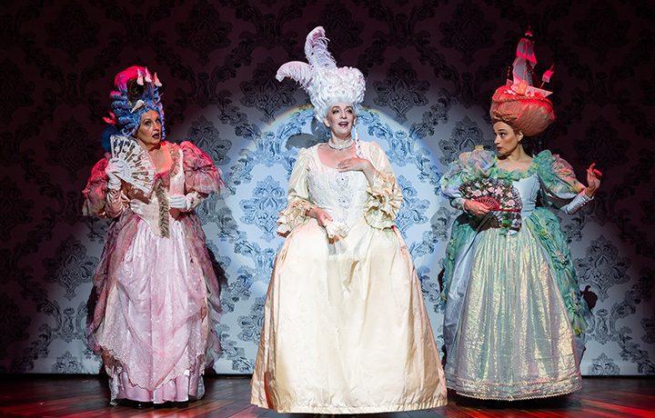 Jennifer Allen as Mrs Sergstrem, Julia Murney as Desiree Armfeldt, and Lianne Marie Dobbs as Mrs Anderssen in A Little Night Music, 2024 (Ogunquit Playhouse)