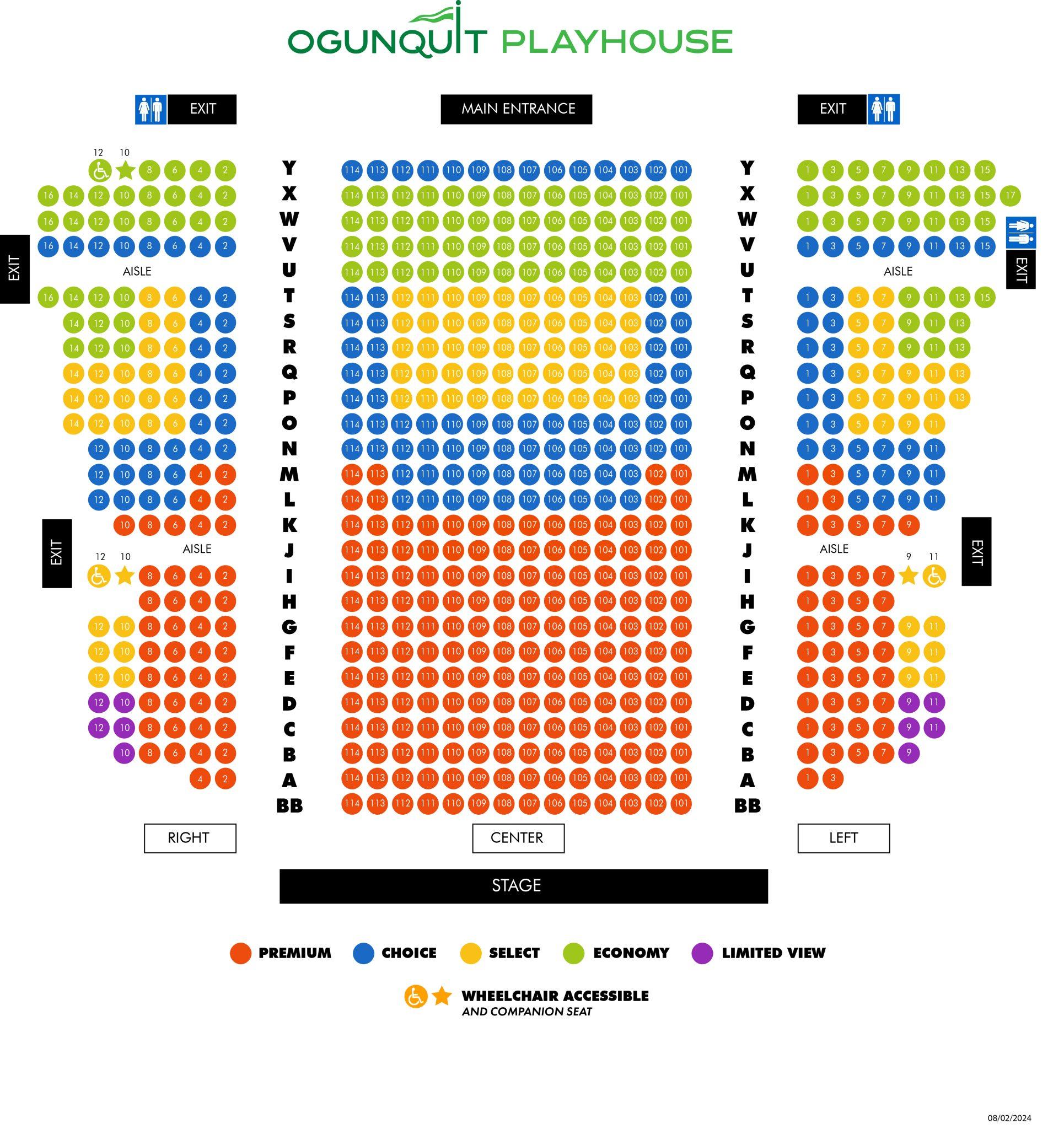 Seating Plan Map Ogunquit Playhouse